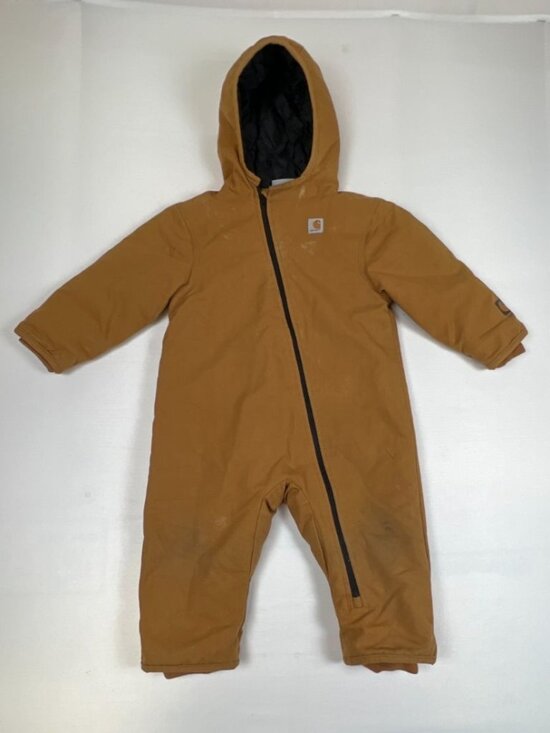 Carhartt Other - Carhartt 18M Toddler Brown Quick Duck Hooded Insulated Coverall Snowsuit